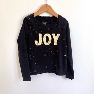 4/$25💥Flip Sequins JOY Top, Gold & Silver Sequins, Little Hearts, Long Sleeves